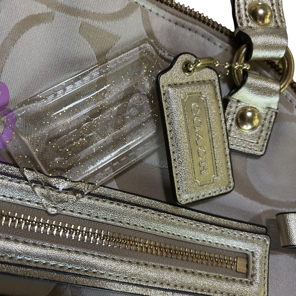 EUC Coach Poppy Gold and Floral Women's Covertible Shoulder or Crossbody F22323 - Picture 7 of 11